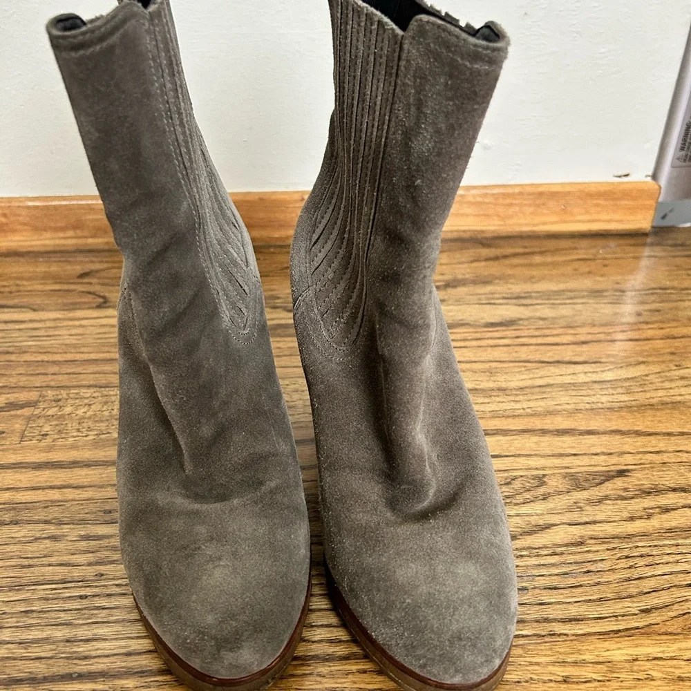 Prada Chelsea Suede Heeled Boots - Picture 2 of 16